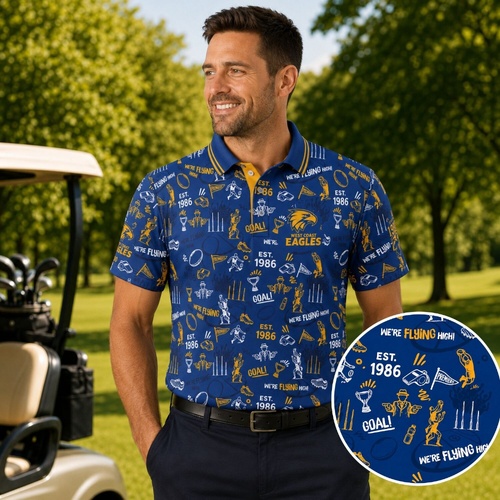 West Coast Eagles Mens Scrambler Golf Polo