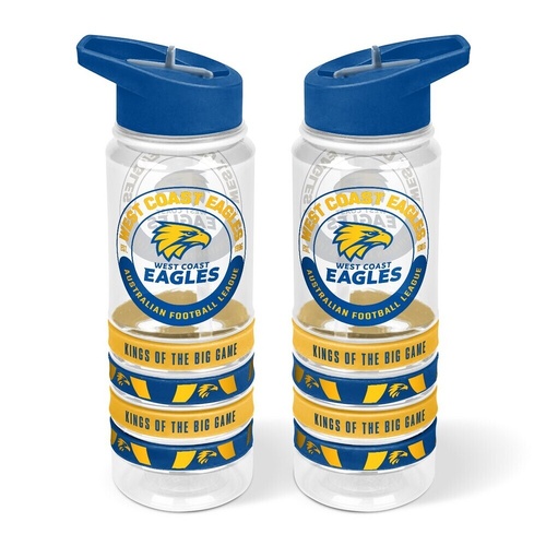West Coast Eagles Tritan Sports Bottle with Wrist Bands