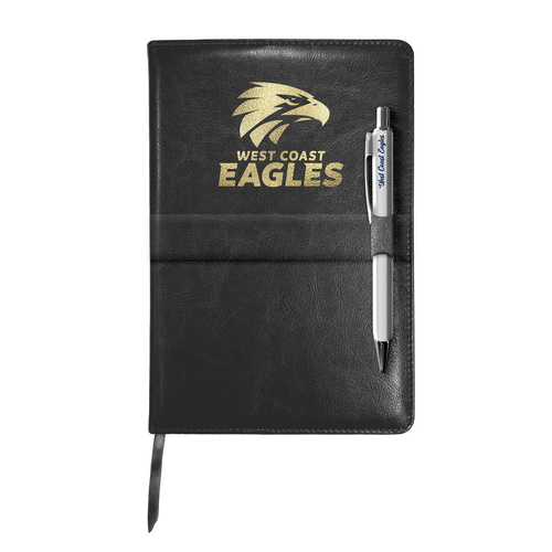West Coast Eagles Leather Notebook with Pen
