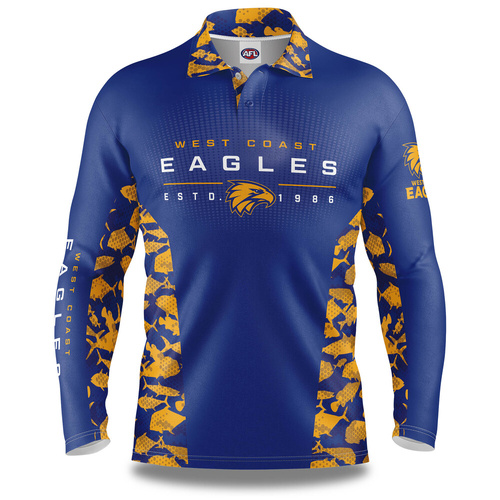 West Coast Eagles Adults Reef Runner Collared Fishing Shirt