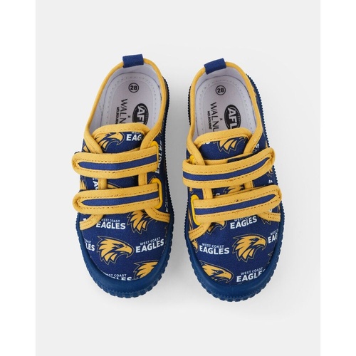 West Coast Eagles Kids Walnut Canvas Shoes