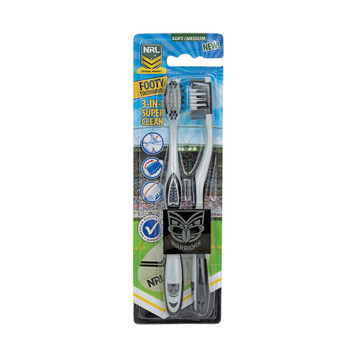 Auckland Warriors NRL Adults Toothbrush - 2 Pack